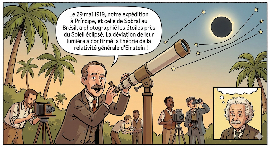 Expédition d'Arthur Eddington en 1919 pour valider la relativité générale d'Einstein